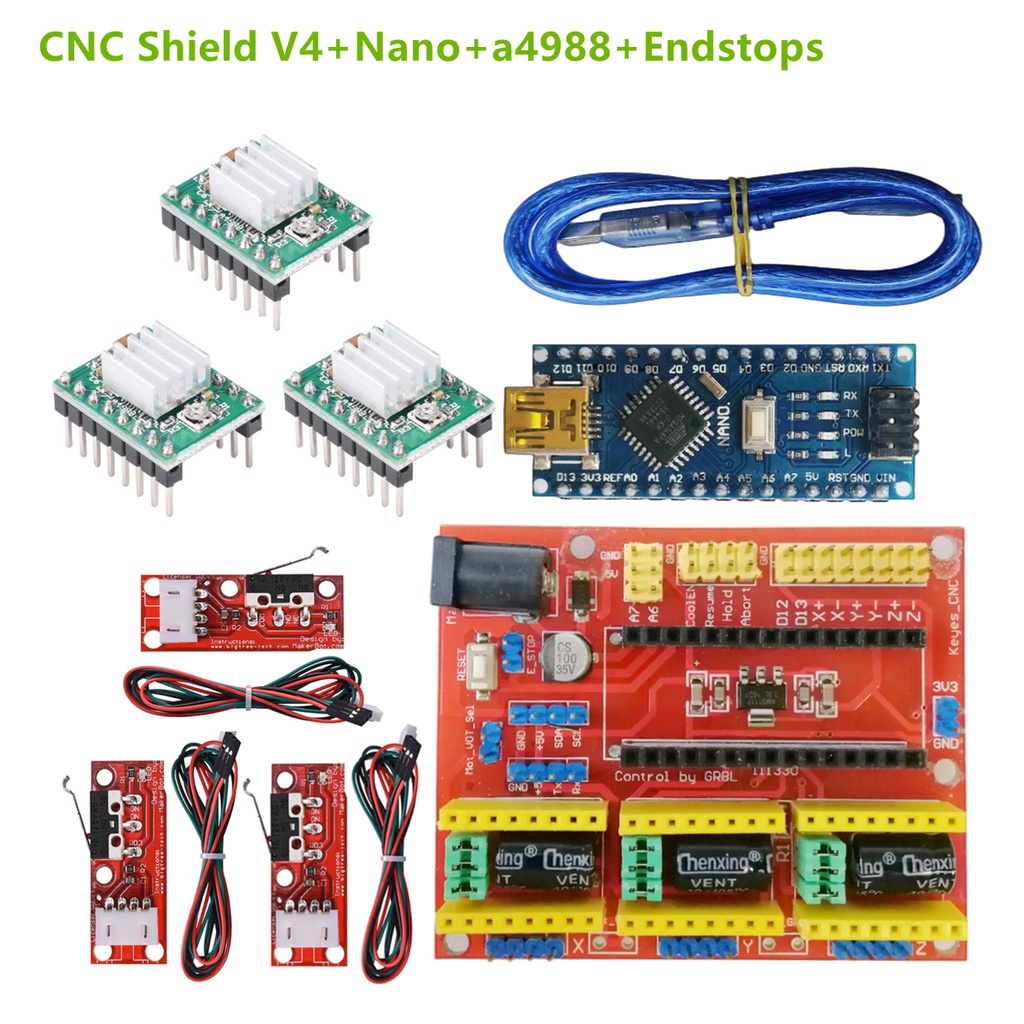 Cnc Shield V4 Controller Grbl Arduino Nano V3 Breakout Board A4988 Tmc2209 Drv8825 For 3d