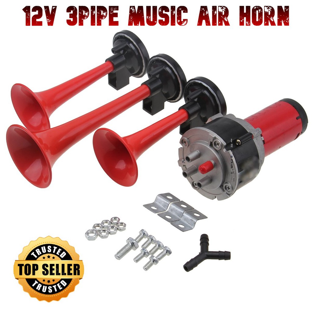12V Triple Tone Musical Style Air Horns Super Loud Suitable for all