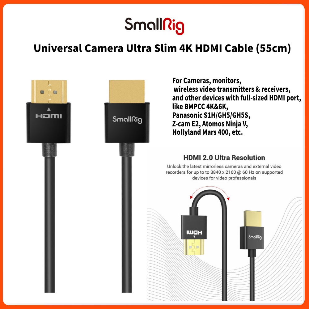 SmallRig Camera Universal Ultra Slim 4K HDMI Cable 55cm - 2957 | Shopee ...