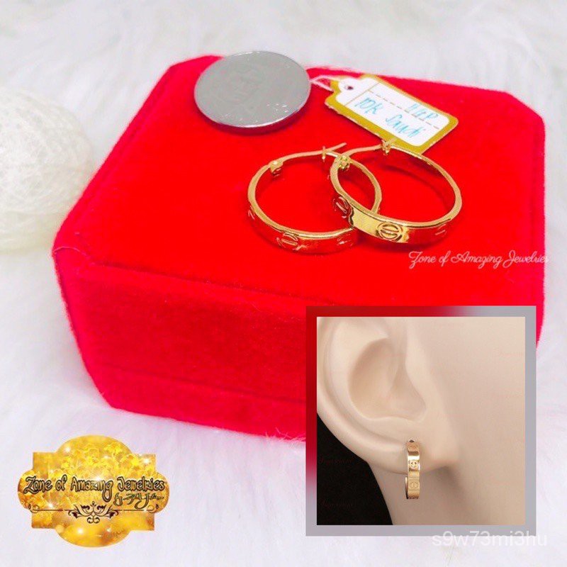 Pure 10k Saudi Gold Best Seller Cartier Loop Earrings by Zone of