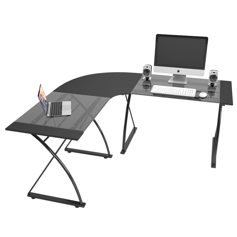 Hollin 7 Convertible Angle laptop table Tempered glass desk L Shaped