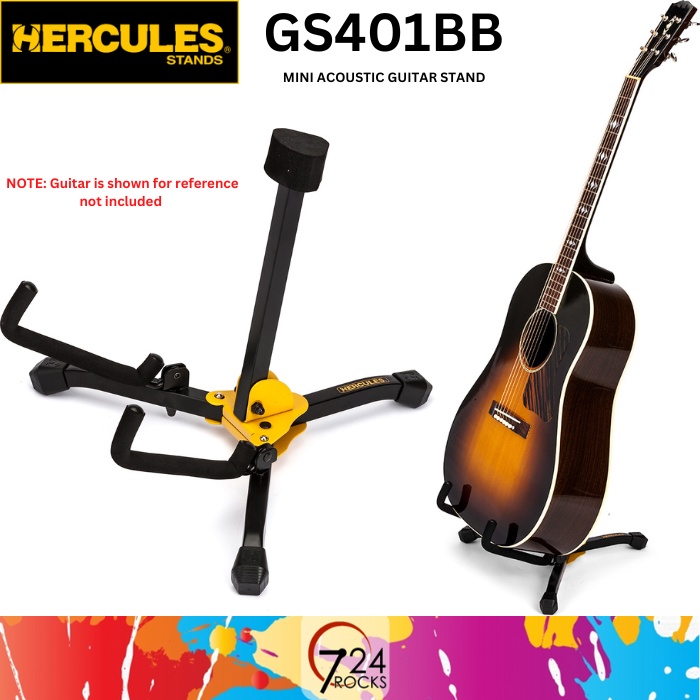 Hercules GS401BB Support Guitare Acoustique Compact Pliable Avec Housse - Stabilité Et Transport Facile