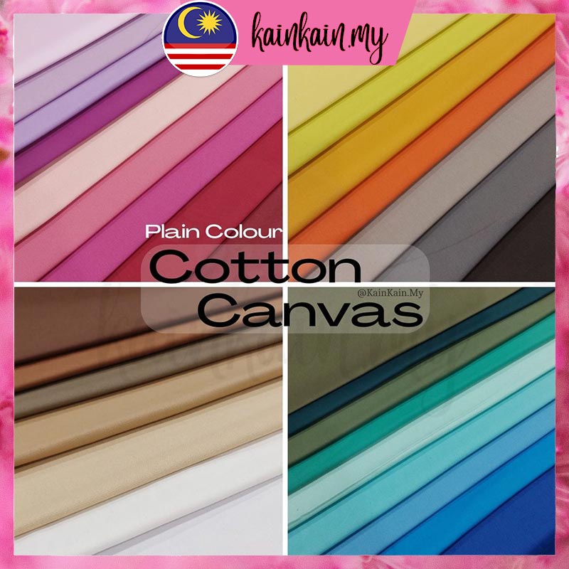 Cotton Canvas Plain Colour Canvas Fabric Kain Kanvas Heavy Cotton Kain ...