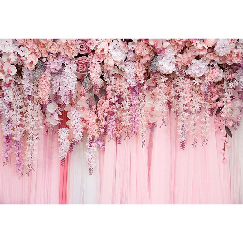 Custom Wedding Backdrop Flower Pink Floral Birthday Banner Photography