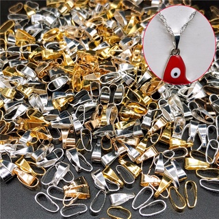 100Pcs Necklace Charm Clasp 18K Gold Plated Pinch Clip Clasp Bail Charm  Metal Pendant Clasps Connectors Bails for DIY Jewelry Clasps Making 