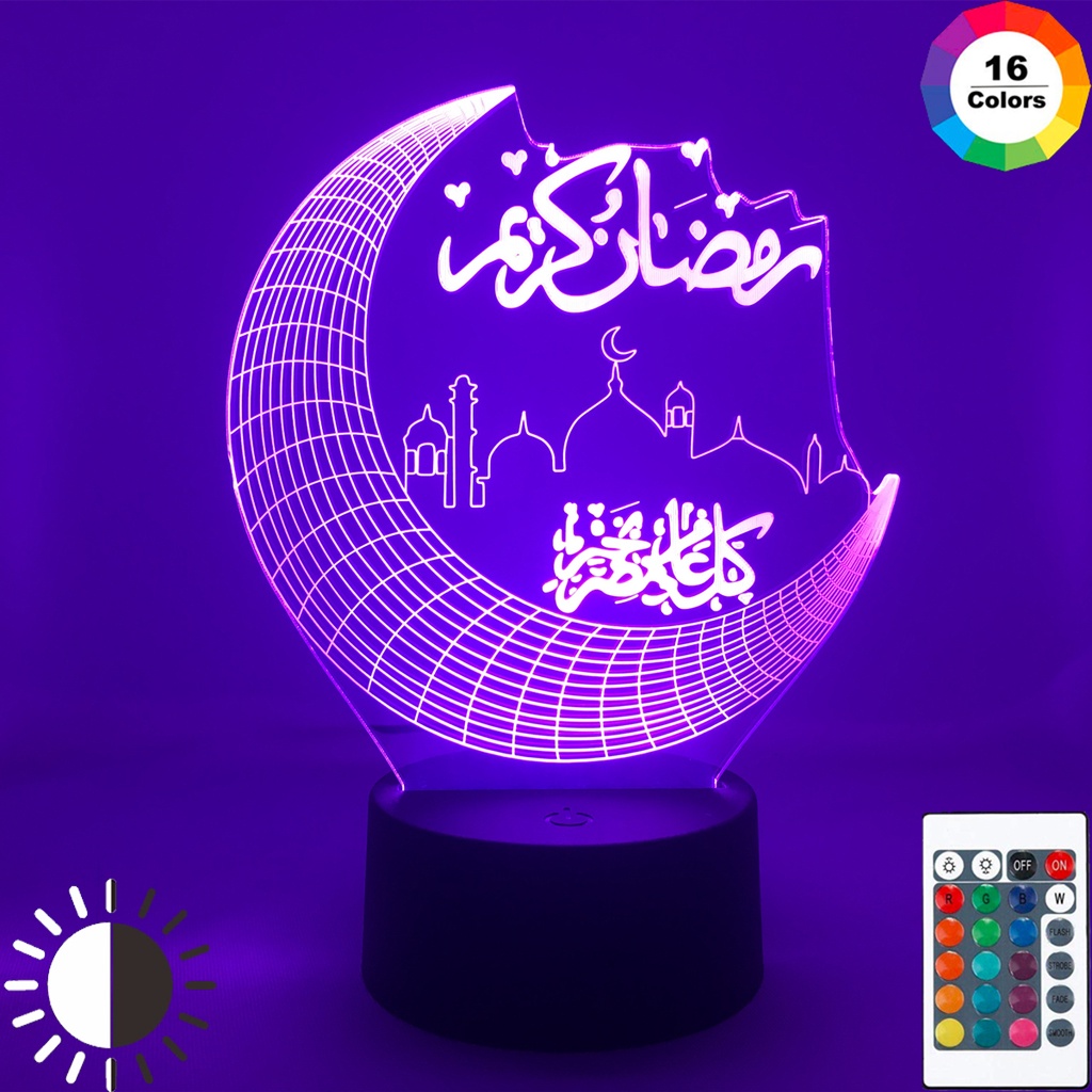 Moon Stars Remote Control LED Light Eid Mubarak Ramadan Decor for Home ...