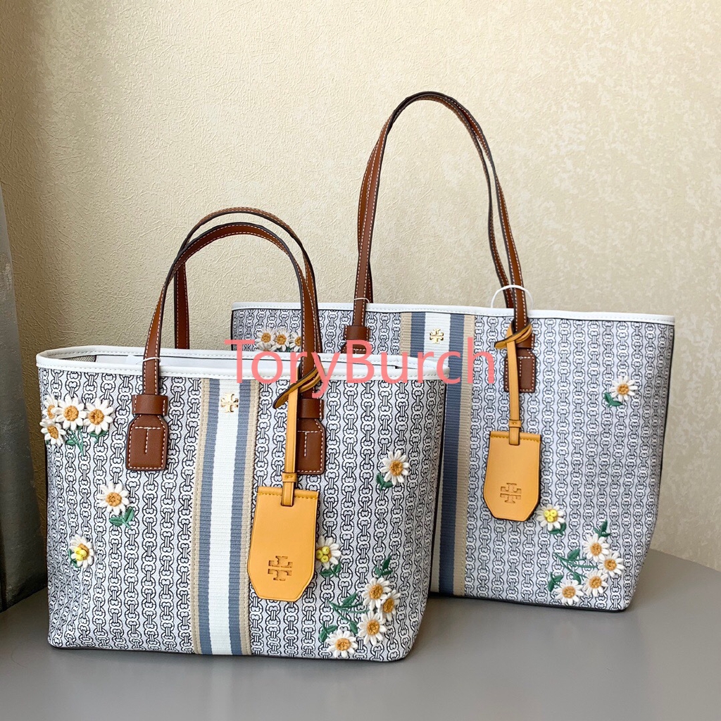 Tory Burch Gemini Link Canvas Appliqu Tote Bag Shopee Philippines