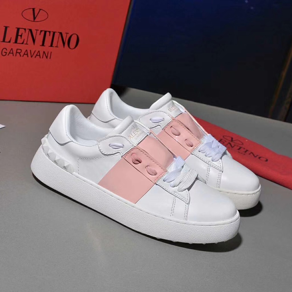 Valentino white clearance and pink sneakers