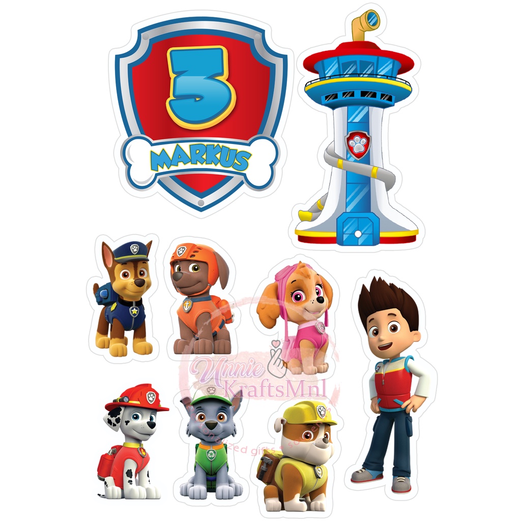 Paw Patrol Cake Topper Name age can be personalized Shopee