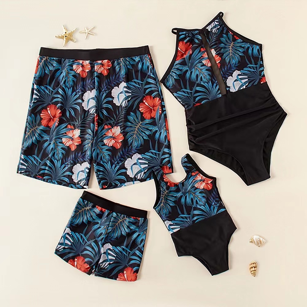 Mother and daughter swimwear floral bikini one piece family sets ...