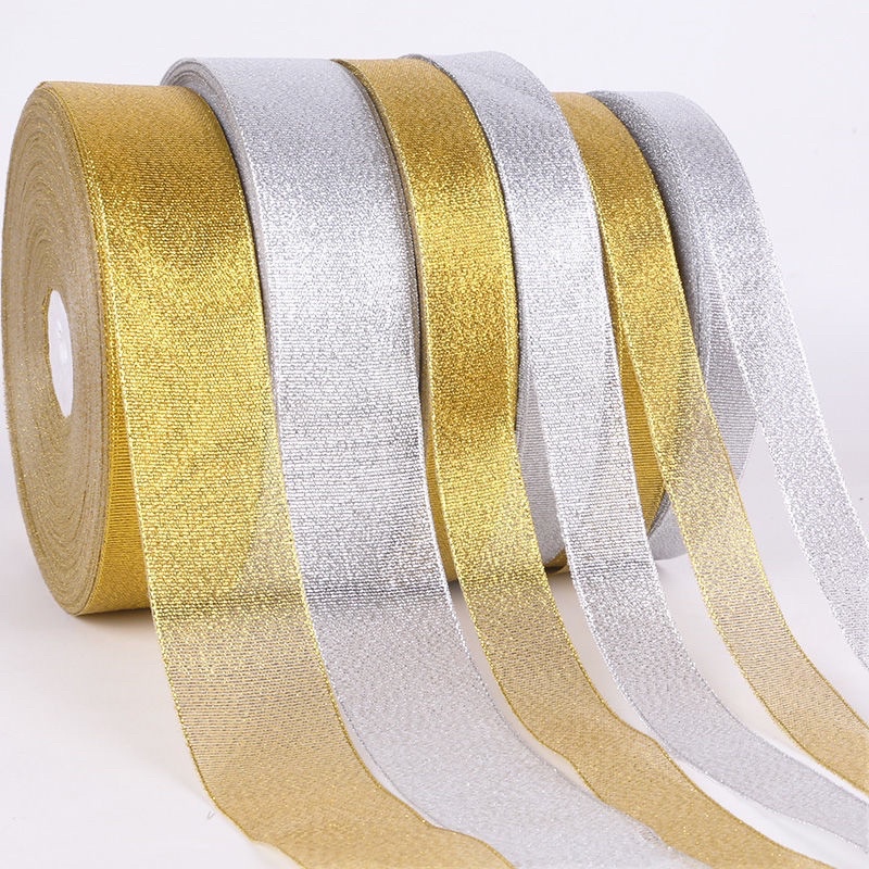 25yard Gold Silver Shinny Glitter Gold Silver Ribbon Gift Flower ...