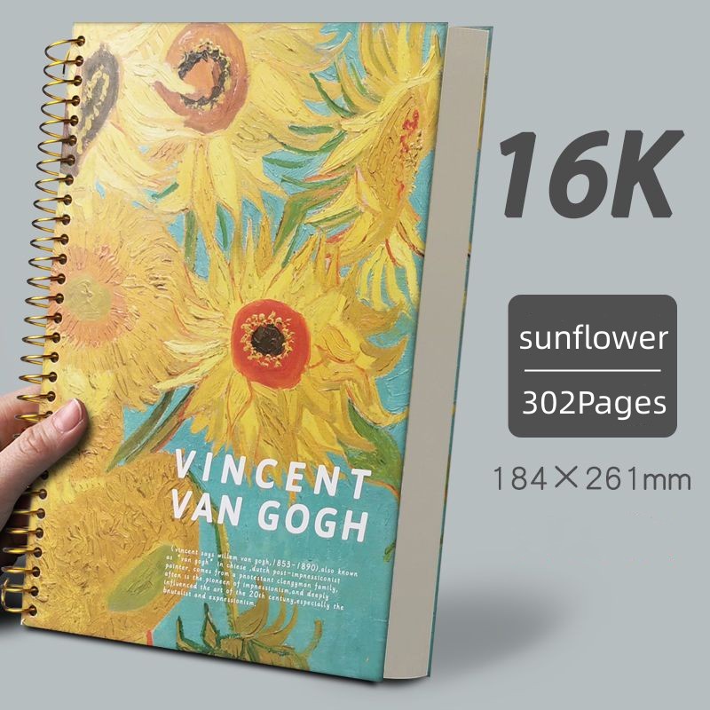 16k Van Gogh Hardbound Spiral Thick Big Notebook Sheets 151 Watercolor ...