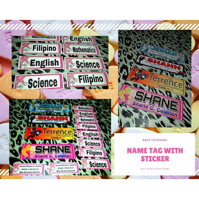 laminated name tag/ name sticker/ subject sticker or set | Shopee ...