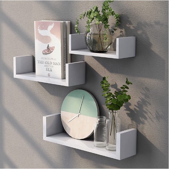 Wall Mounted 3 in 1 Space Saver Ledge Board Floating Wall Shelf ...