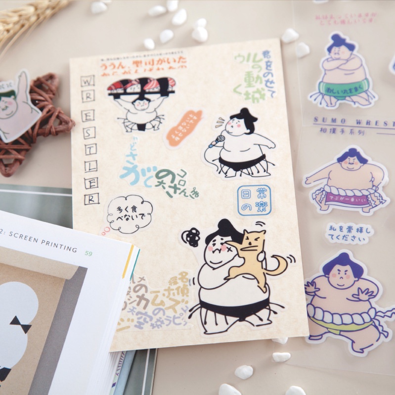 Japan custom Sumo Wrestler Series Cute Funny Waterproof Sticker ...