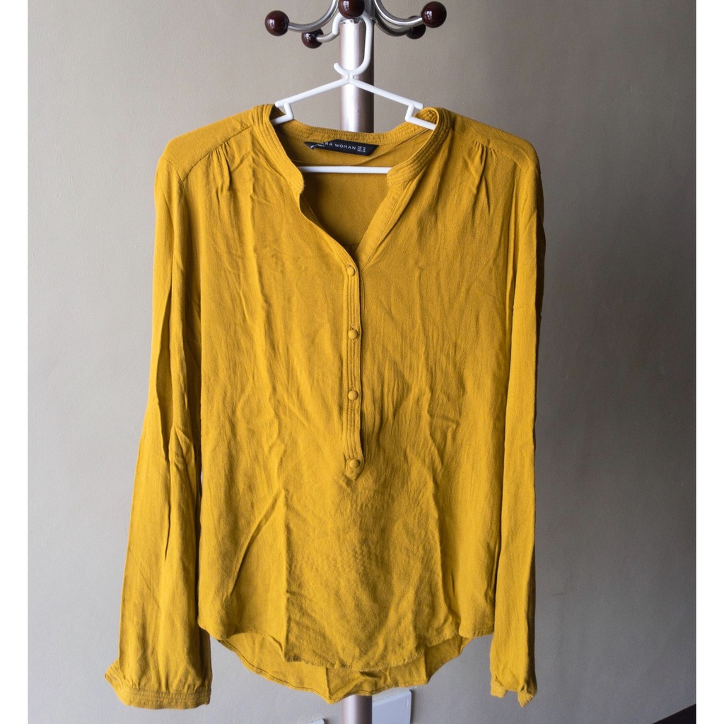 Yellow best sale blouse zara