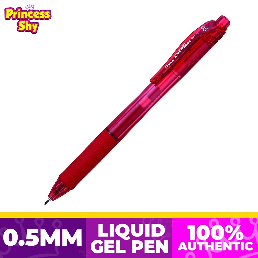 Pentel EnerGel X Retractable Liquid Gel Pen 0.5mm Needle Tip Red Ink ...