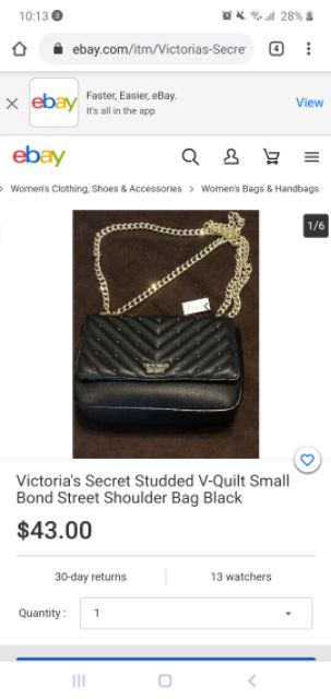 VICTORIA'S SECRET Studded V-Quilt Small Bond Street Shoulder Bag New With  Tags!