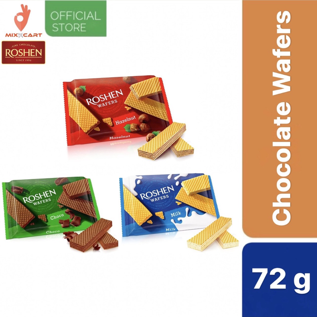 Roshen Fine Chocolate Wafers: Milk / Choco / Hazelnut 72g | Shopee ...