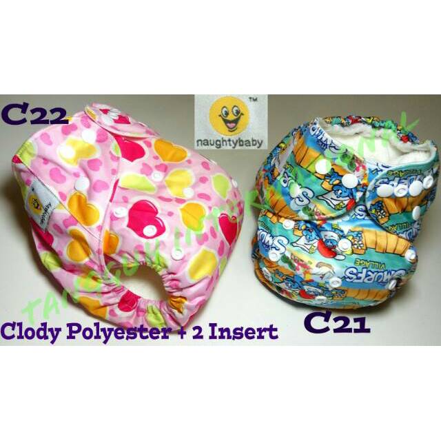 Clodi 2 Insert Microfiber NAUGHTY BABY Polyester Motif Washing Diapers