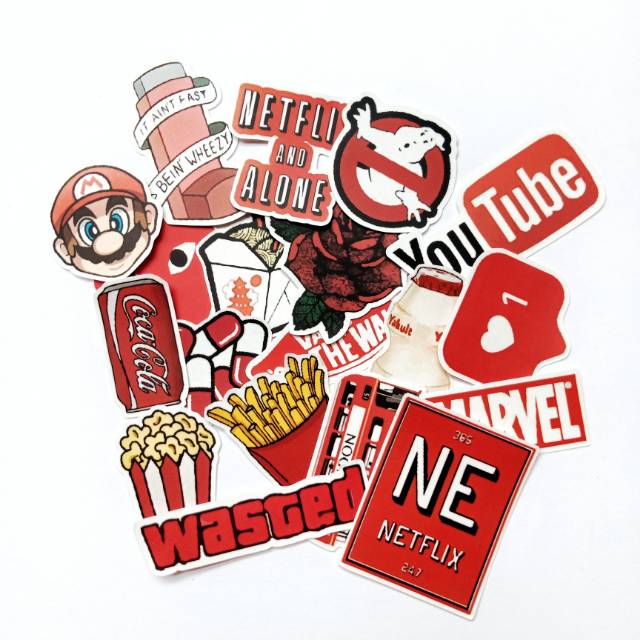20pcs RED THEME Aesthetic Pack Stickers | Waterproof, fade resistant ...