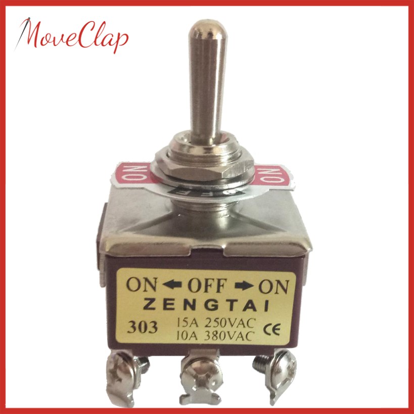 MoveClap 250V 15A/ 380V 10A ON 9 Pin 3 Position Rocker Toggle Switch ...