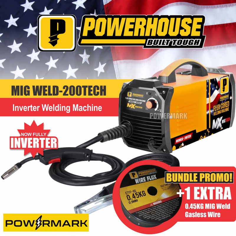Powerhouse MIGWELD200TECH Inverter Gasless MIG Welding Machine EXTRA