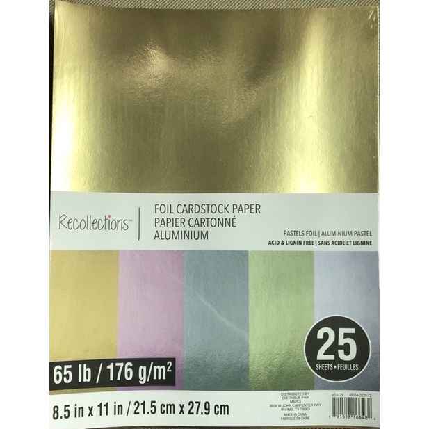 Pastel Foil 8.5 x 11 Cardstock Paper by Recollections™, 25 Sheets