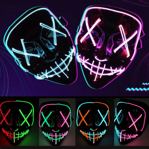 Cosplay LED Costume Wire Light Up Fluorescent Mask Halloween Scary The ...