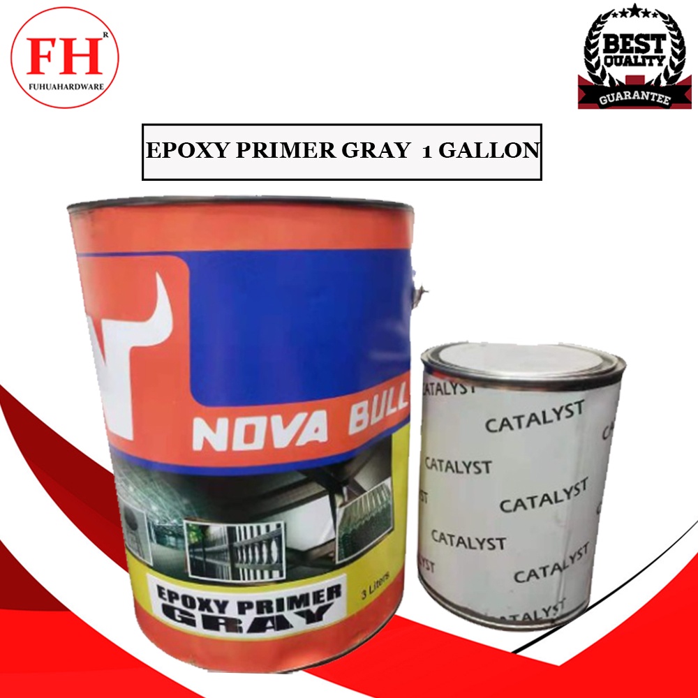 New NOVA BULL Epoxy Primer Gray with Catalyst 1 GALLON (3 Liter