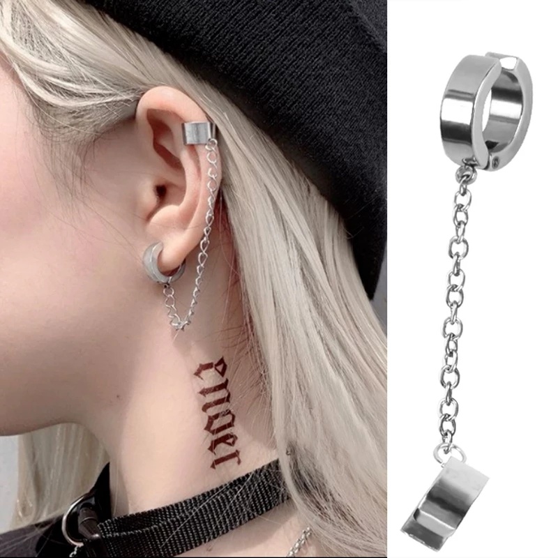 3 Pairs Stainless Steel Cross Drop Dangle Chain Earrings For Men Women Screw Back