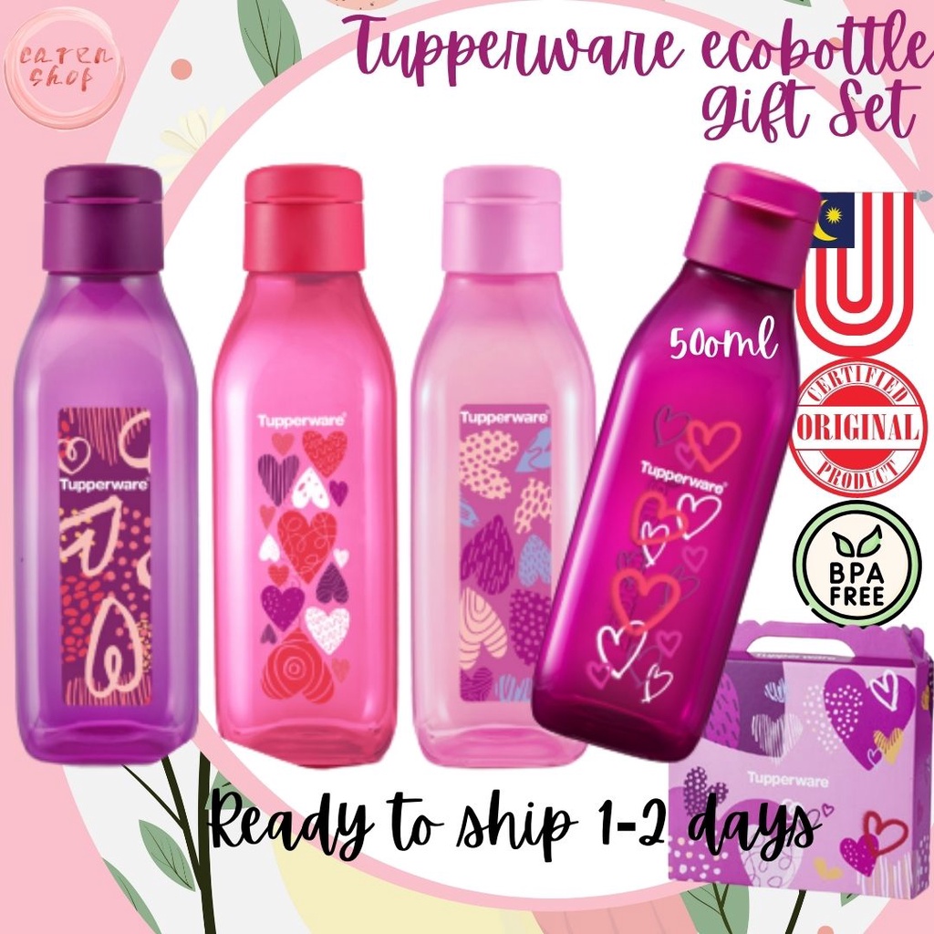 Hadiah Tupperware Wish card Tupperware Sweet Heart Square Eco Bottle ...