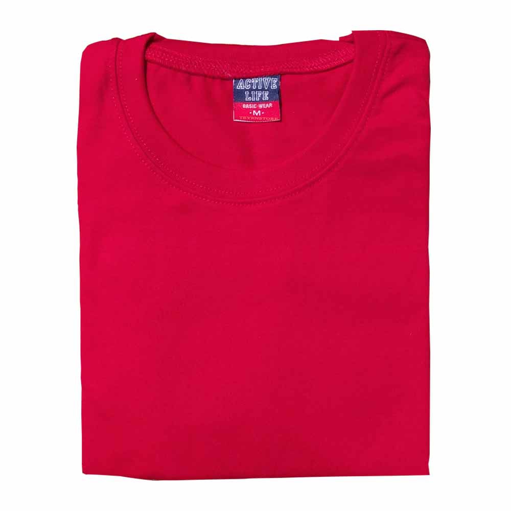 Active Life Red Plain T-shirt for Men Women Casual Cotton Round Neck ...