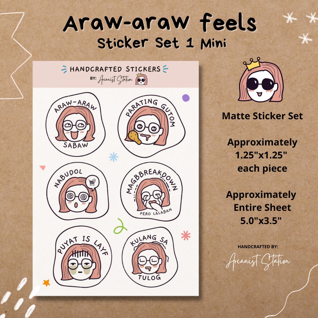 Araw-araw Feels - Witty Sticker Set 1 - Matte Vinyl | Shopee Philippines