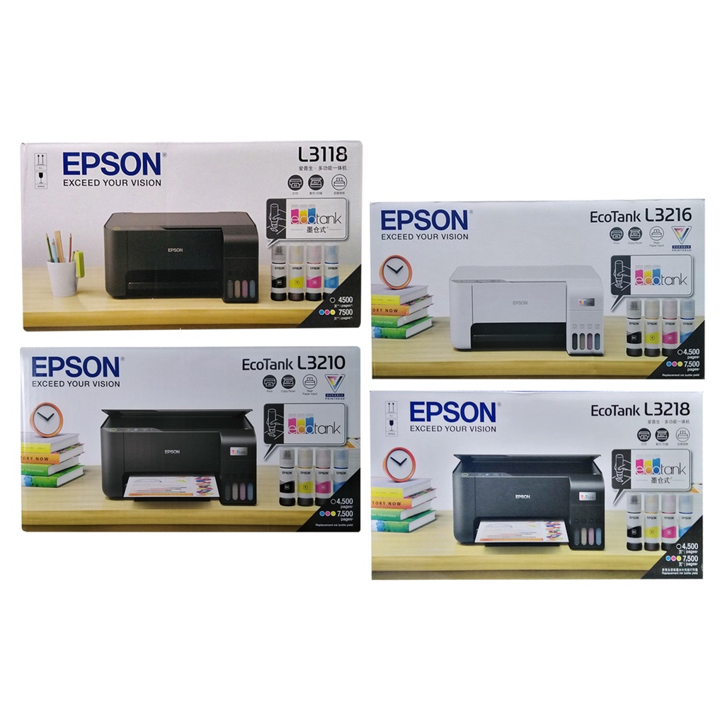 Epson L3118l3210l3216l3218 All In One Eco Tank Printer With Original Ink Set Brand New 1116