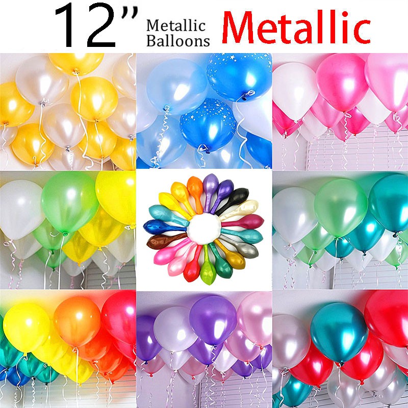10pc 12 inch metallic glossy balloons latex happy Birthday decor Party ...