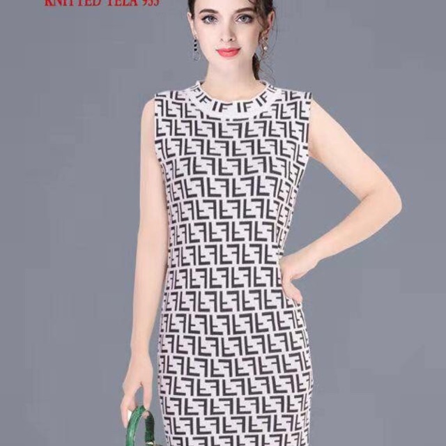 FENDI no Sleeve Knitted Dress 953 Shopee Philippines