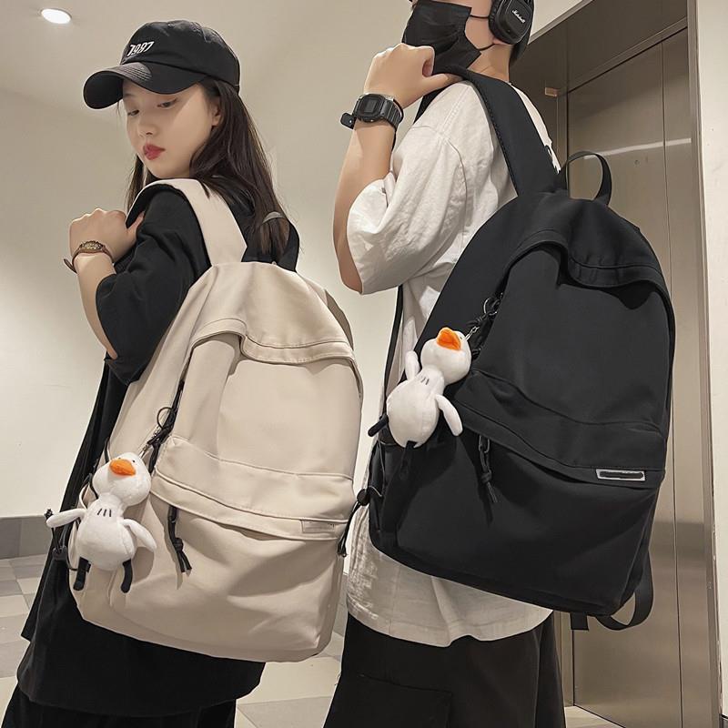 Contrast Colour Canvas Backpack Minimalist Casual Bag Large 