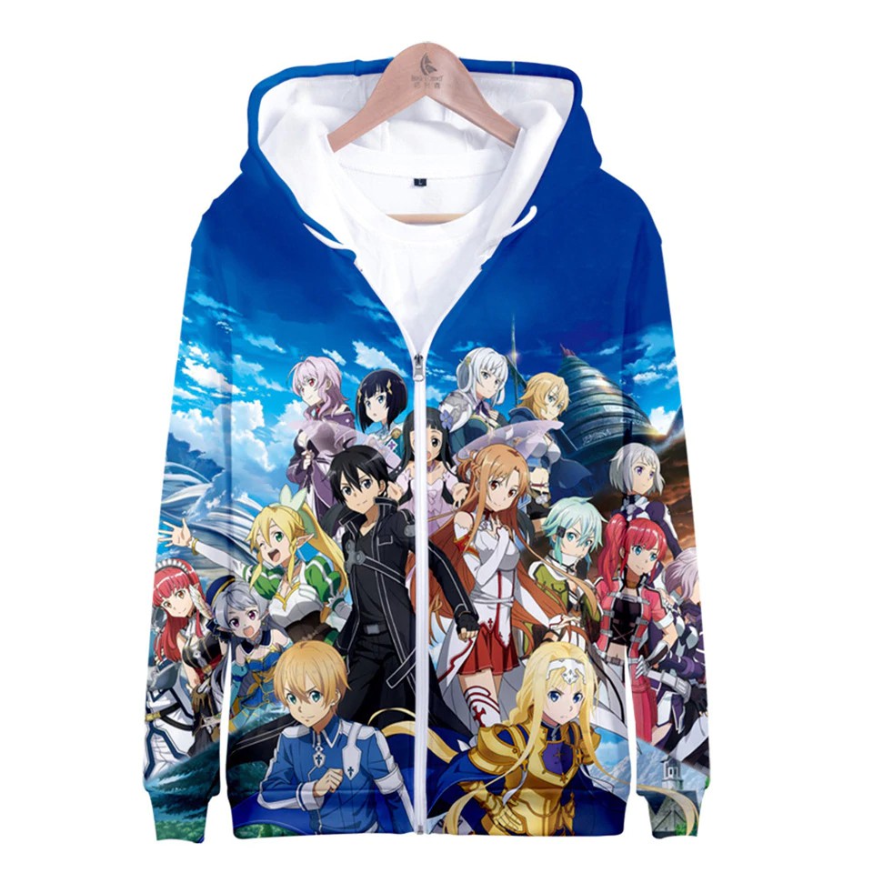 Sword Art Online Sao 3D Hoodies Harajuku Streetwear Hoodie Sweatshirt Zipper Anime Fans Jacket Clothes Sudadera Shopee Philippines