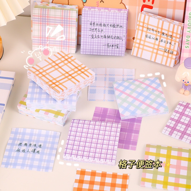 Cute Checkerboard Sticky Notes Girl Heart Student Office Note Message ...