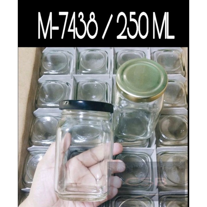 M7438 Square Glass Jar 250 ml With Cap And Seal Spice Jar | Shopee ...
