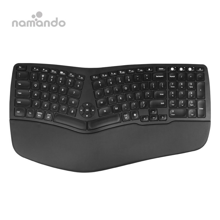 Wireless Ergonomic Keyboard with Trackball and Scroll Wheel USB 2.4G ...