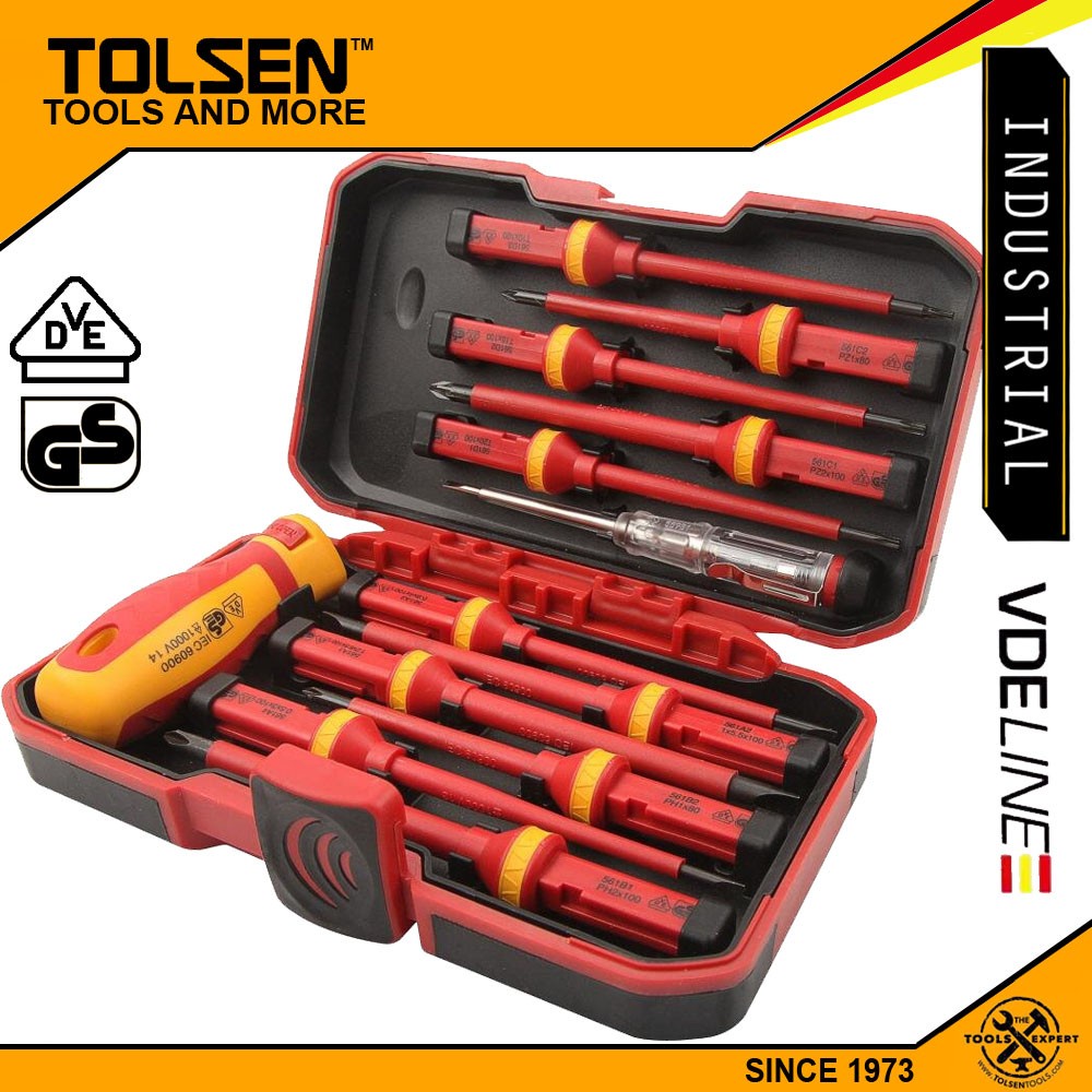 Tolsen 13pcs VDE Insulated Screwdriver Set (1000V) 38016 VDE, GS