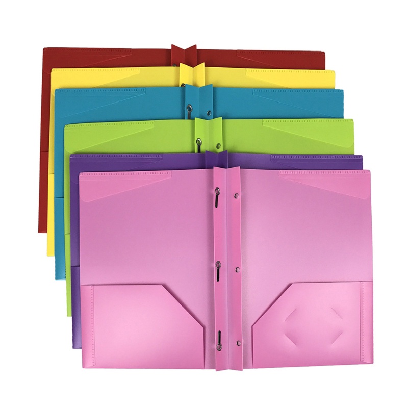 WMMB Heavy Duty Plastic Folder 2 Pockets Poly Folders with Fasteners 6 ...