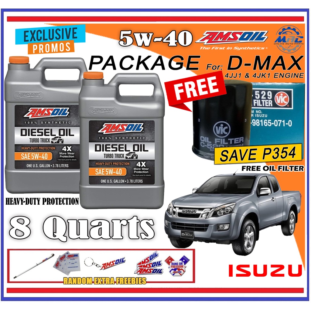 AMSOIL Heavy Duty Turbo Truck 5W-40 8 quarts FREE Oil Filter Package ...