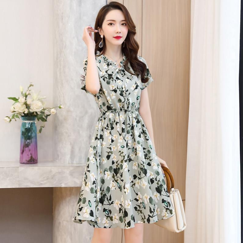 dress for woman casual dresses for women Plus size double-layered lined  retro floral dress women s spring and summer new