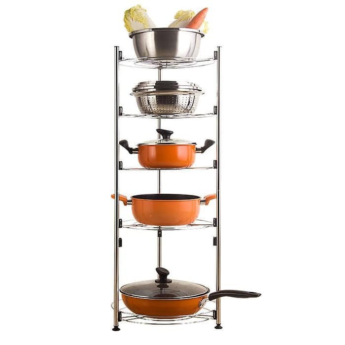 PERALATAN 5-tier Stacking Stainless Pan Rack/Kitchen Utensil Holder ...