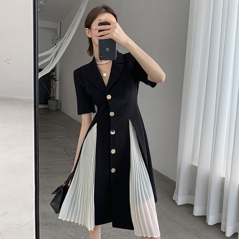 Women's summer dress, French style, fitted waist, slimming A92