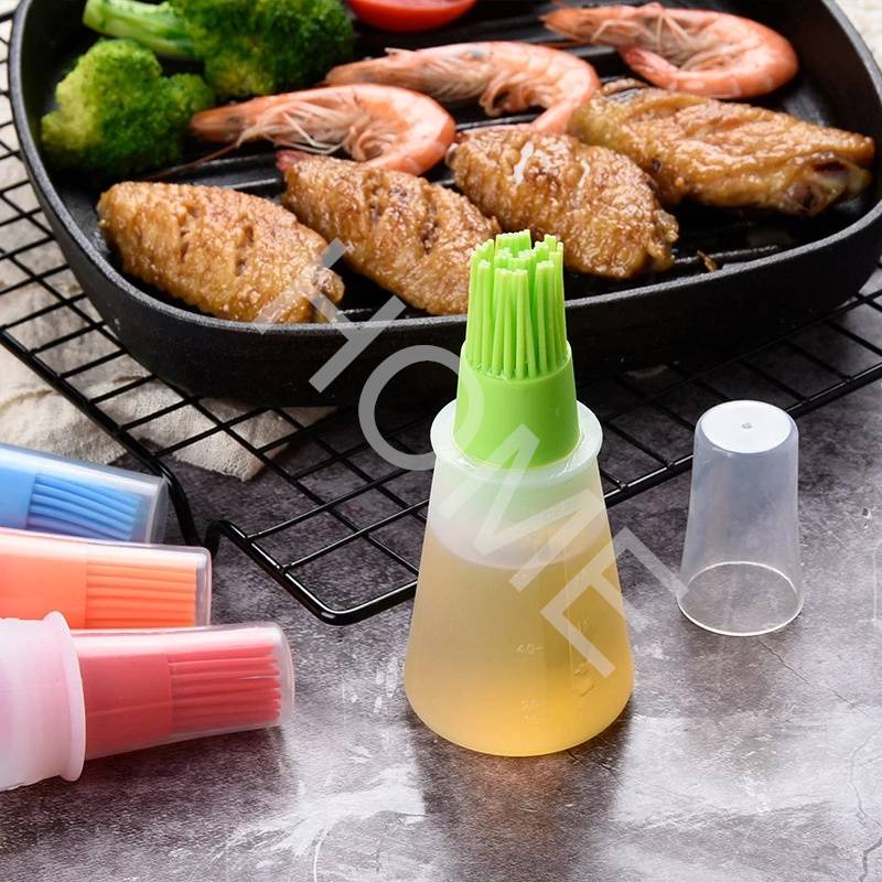1 Pcs Kitchen BBQ Tools Portable Silicone Oil Bottle With Brush Grill