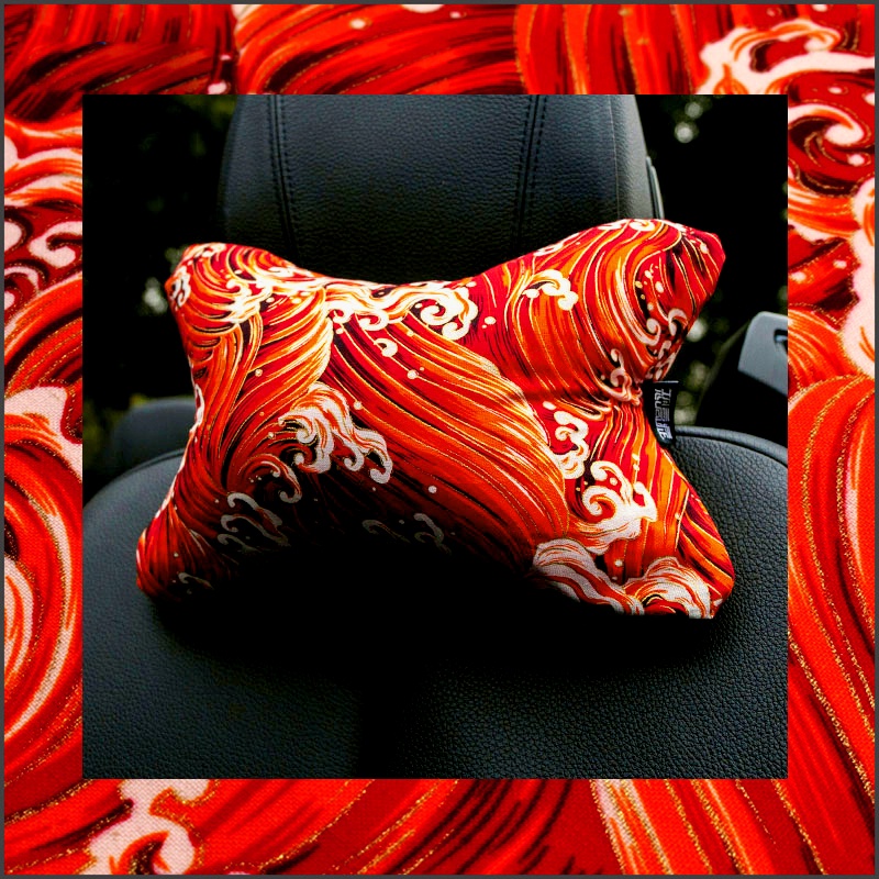 Car head pillow neck pillow JDM and wind day floating world painted